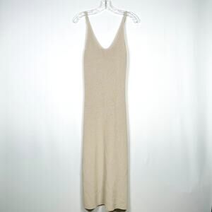 Leith Knit Beige Heavy Midi Bodycon Summer Casual SunDress Women's Size M